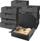 12-Pack Black Gift Boxes with Lids – 10.6"x7.8"x3.1" | Includes Ribbon for Bridesmaid, Wedding, Birthday, Baby Shower & Holiday Gifts (Black)